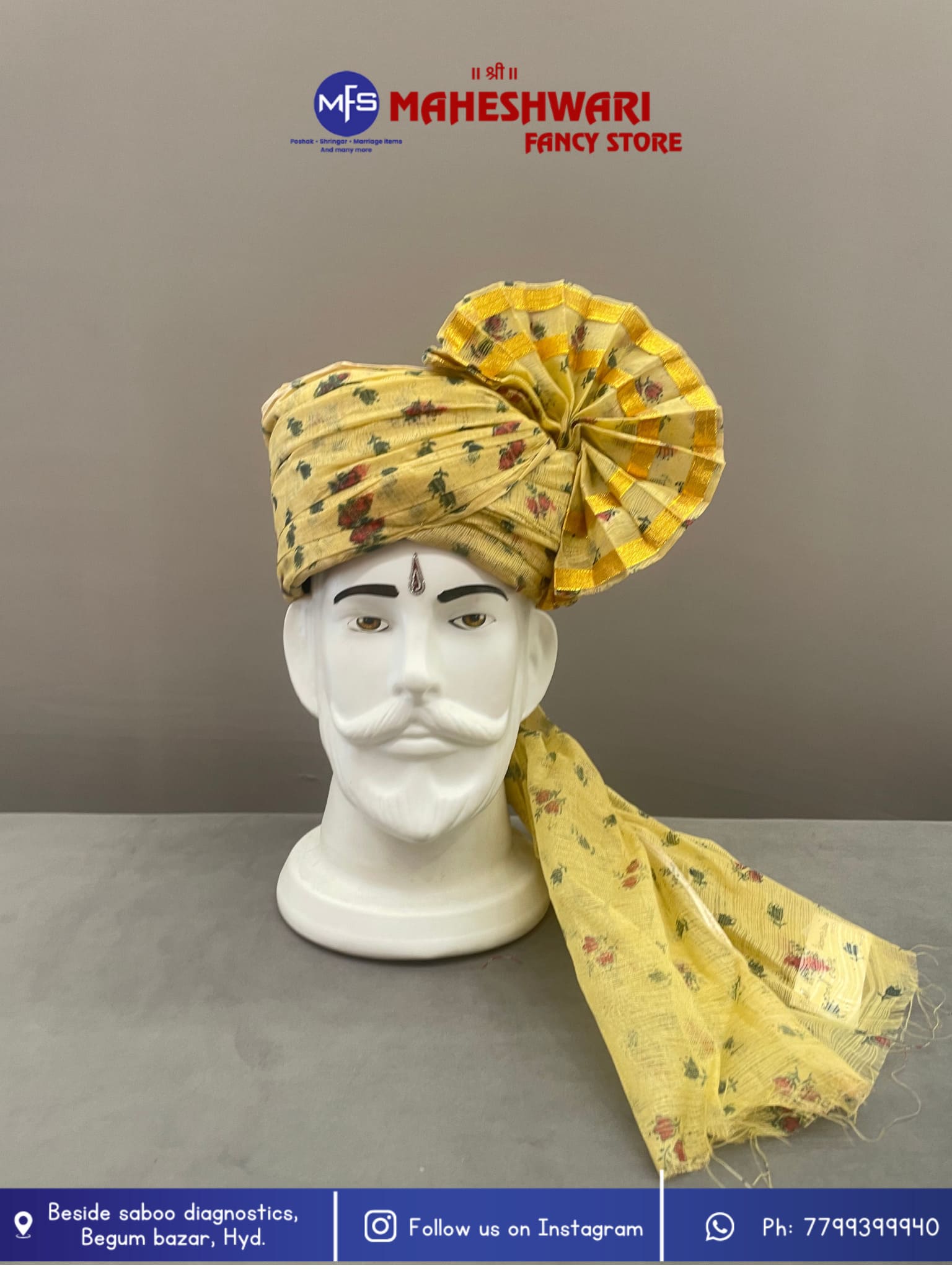 Chiku Makhi Barati Pagdi Fabric